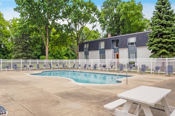 our apartments have a resort style pool and patio